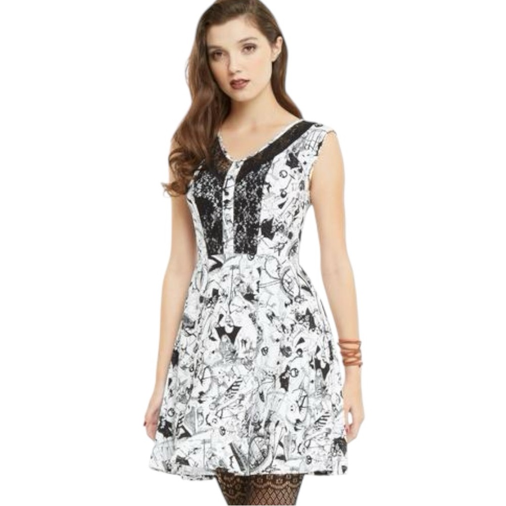 Hot Topic The Nightmare Before Christmas Character Toss Lace Accent Dress